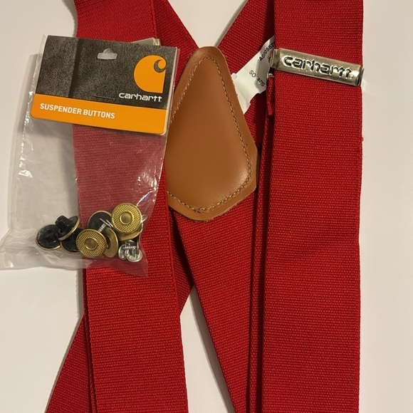 Carhartt Other - Carhartt 2 inch RED suspenders with buttons brand new with leather tabs HOLIDAY